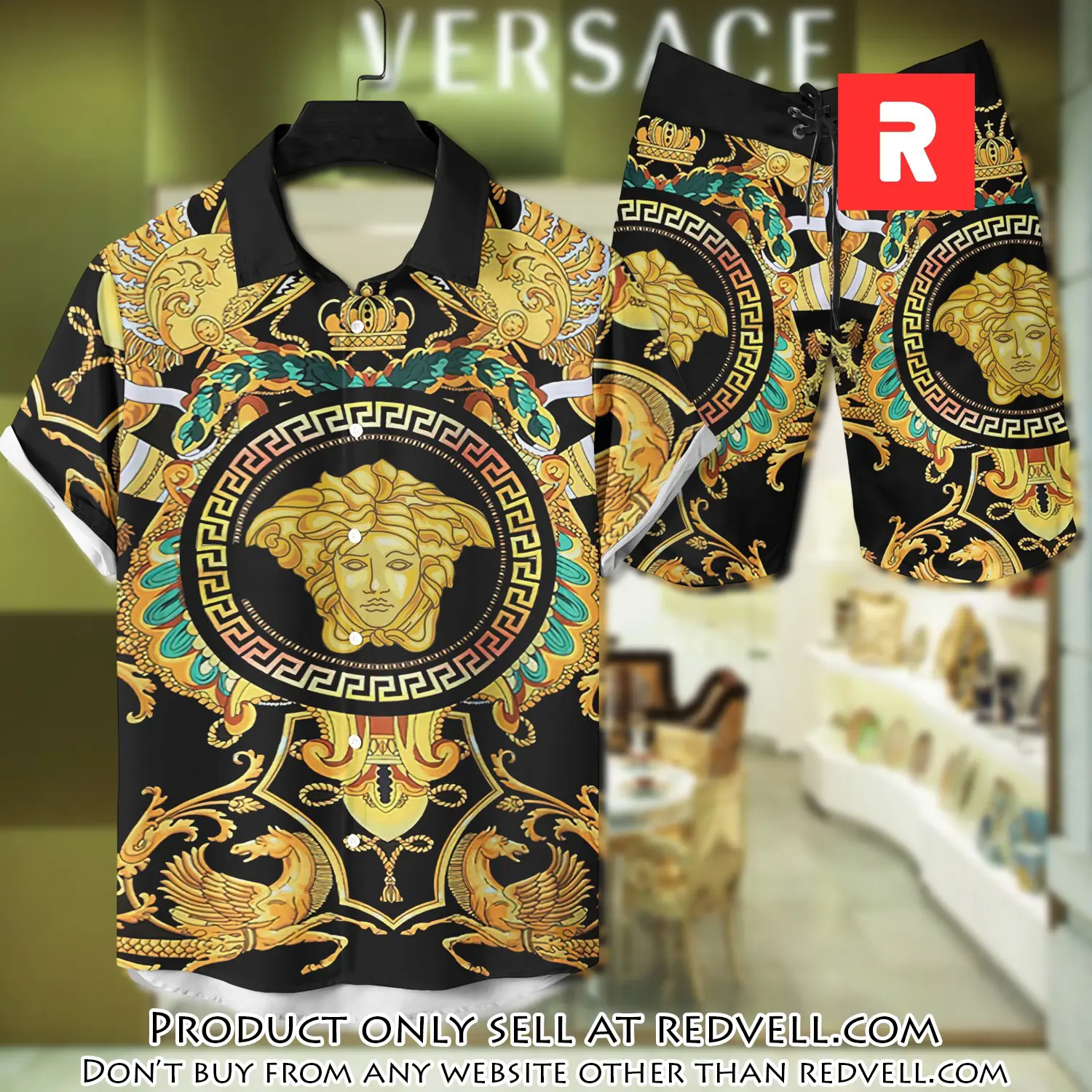 Versace luxury hawaiian shirt & short set lhs1211 rv4054908